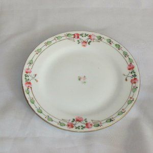 Antique Nippon Cake Plate Hand Painted Pink Flowers Japan  Cottagecore